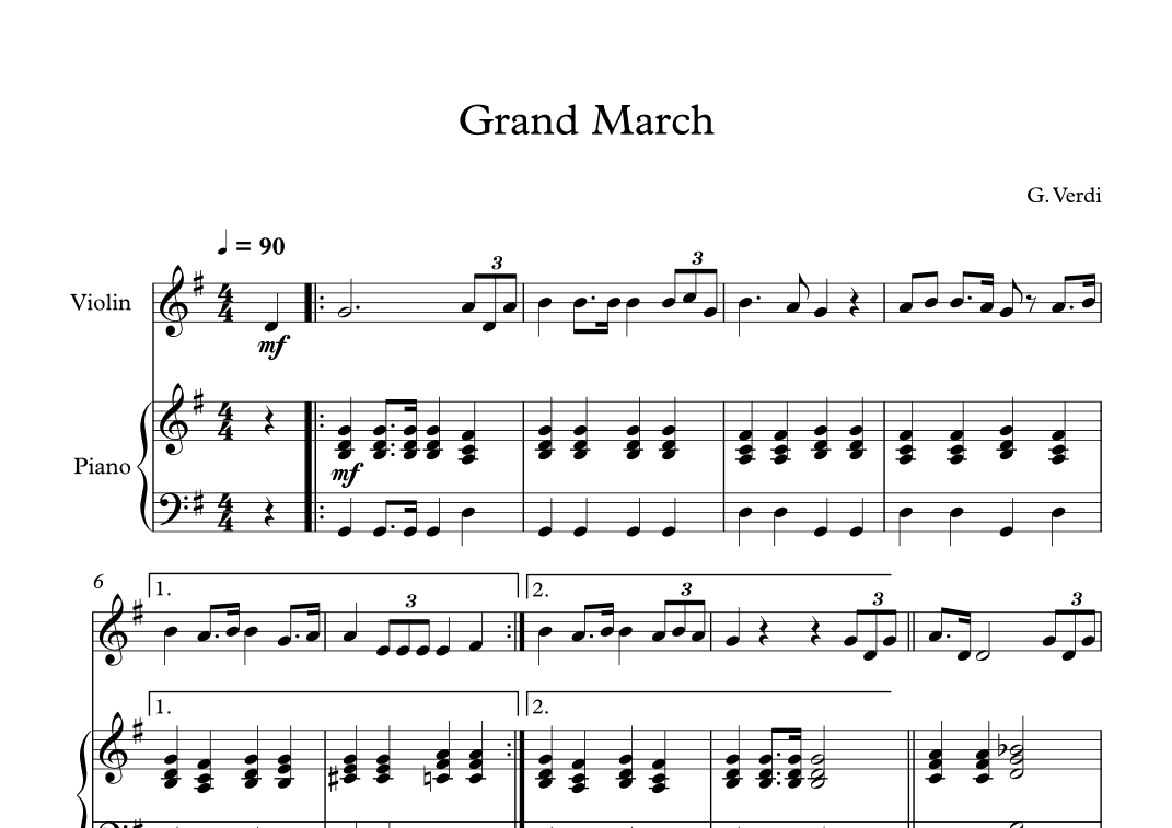 Grand March (Aida) - Giuseppe Verdi (Violin + Piano) (arr. Digital Book Music)