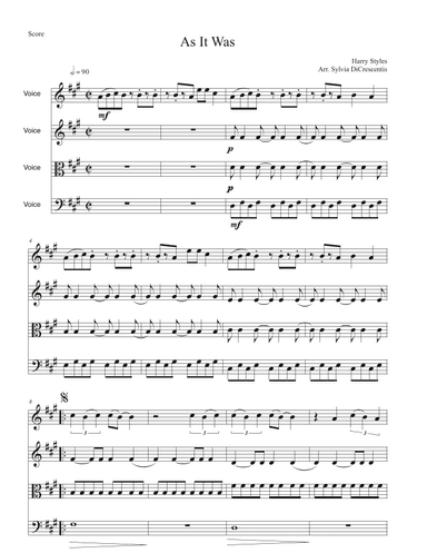 As It Was (arr. Sylvia DiCrescentis)