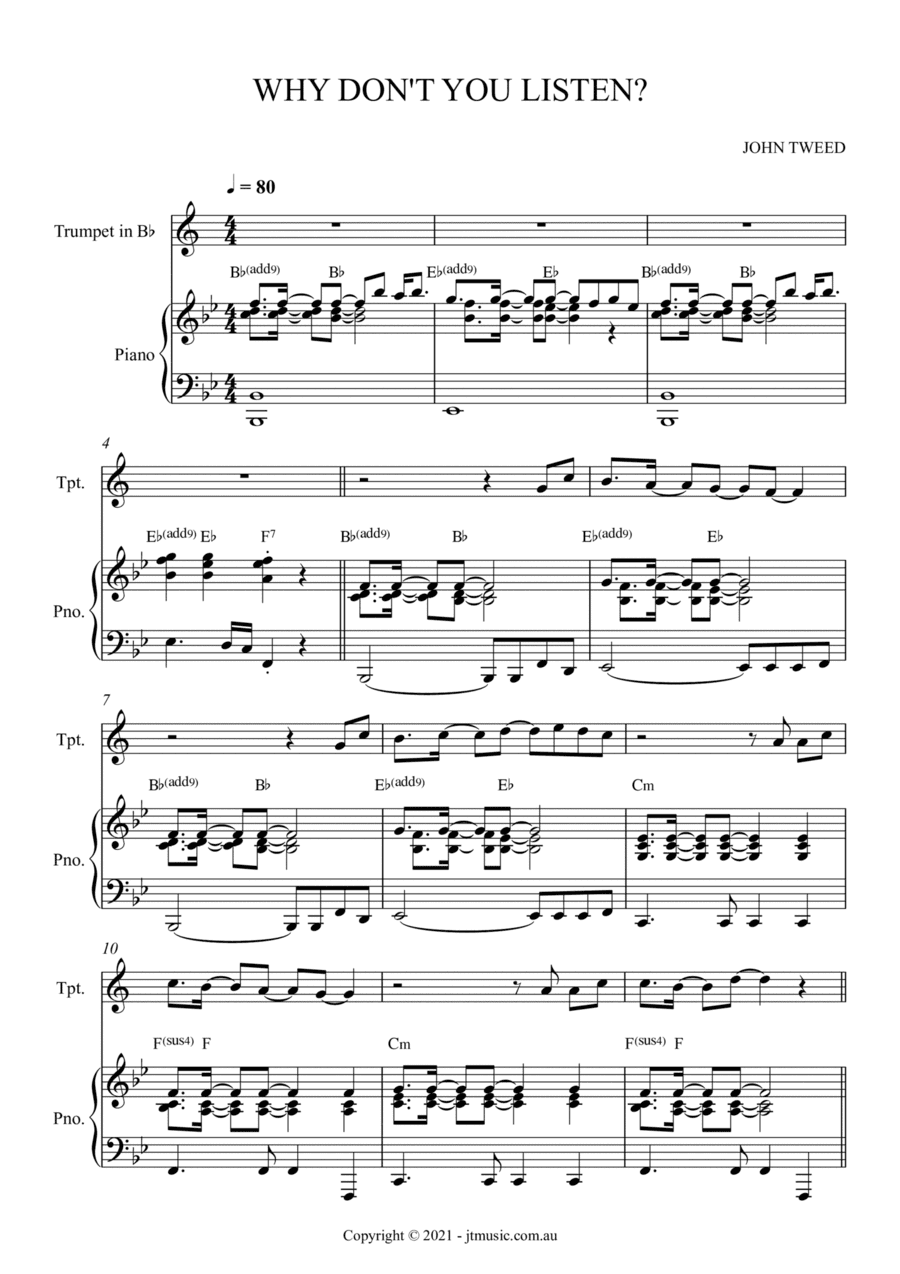 I Need To See Him for Trumpet and Piano