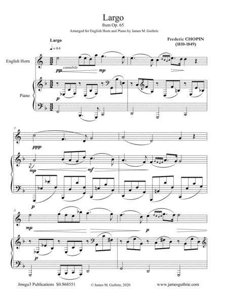 Chopin: Largo from Op. 65 for English Horn & Piano (arr. James M. Guthrie)