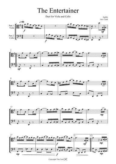 The Entertainer. Duet for Violin and Cello (arr. Tim Curd)