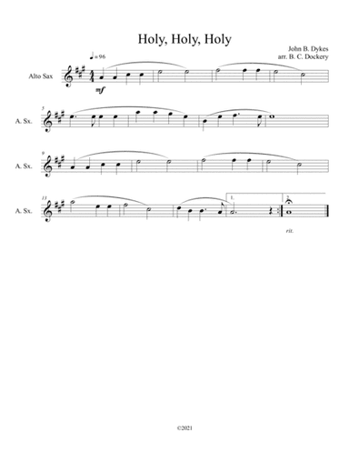 Holy, Holy, Holy (alto sax solo) (arr. B. C. Dockery)