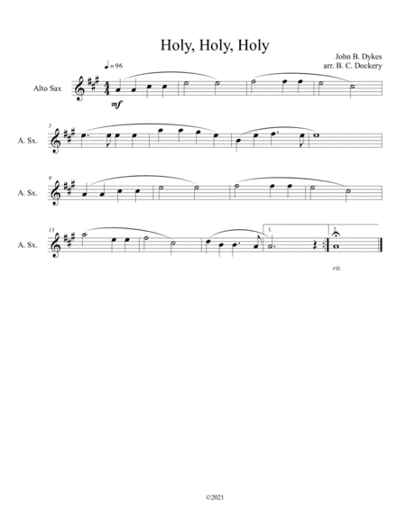Holy, Holy, Holy (alto sax solo) (arr. B. C. Dockery)