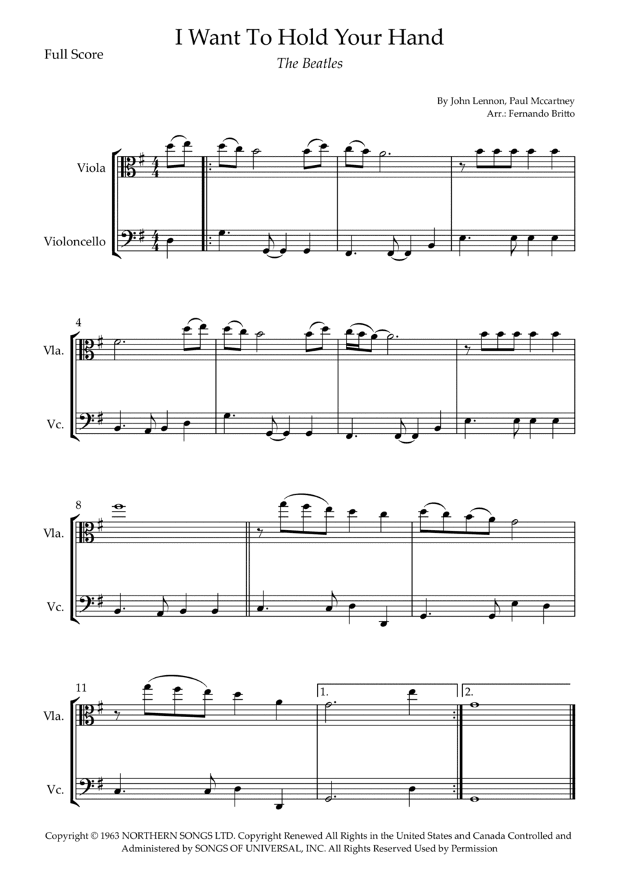I Want To Hold Your Hand (arr. Fernando Britto)