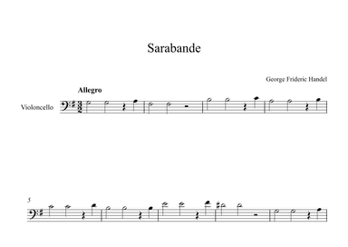 Sarabande - George Frideric Handel (Cello) (arr. Digital Book Music)