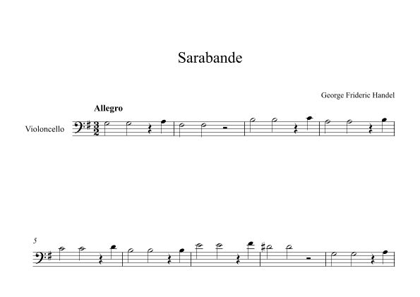 Sarabande - George Frideric Handel (Cello) (arr. Digital Book Music)