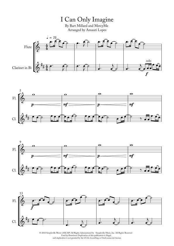 I Can Only Imagine (arr. Amauri Lopes)