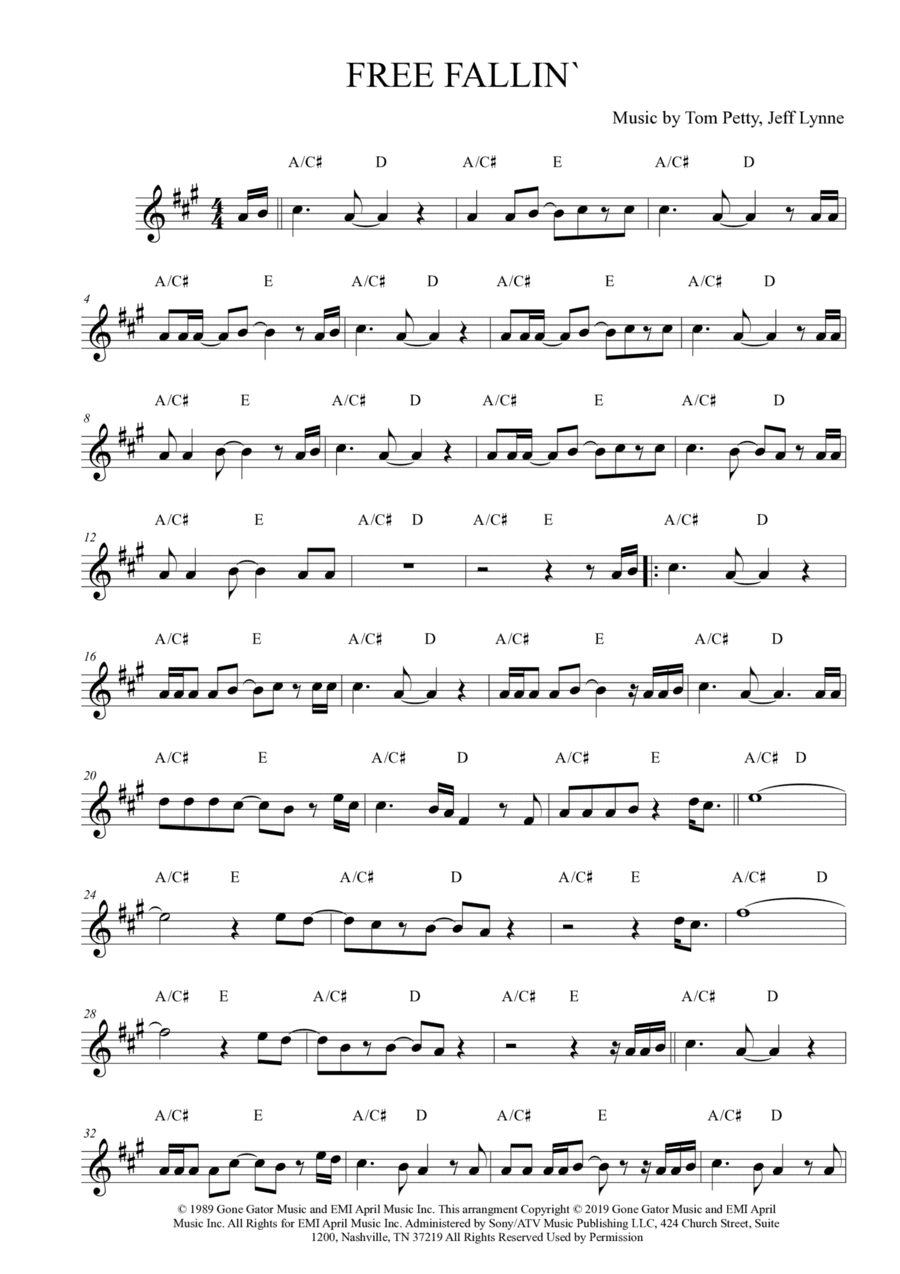 Free Fallin' (arr. The Sheet Music Library)