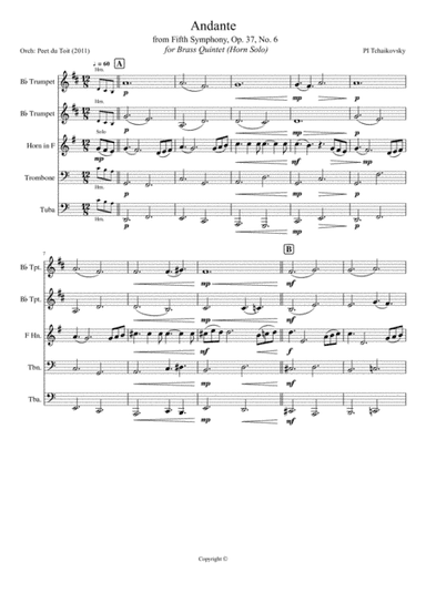 Andante from Symphony no.5, Op. 37 No. 6 - PI Tchaikovsky (horn solo) (arr. Peet du Toit)