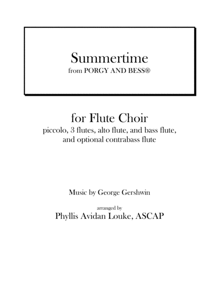 Summertime (arr. Phyllis Avidan Louke, ASCAP)