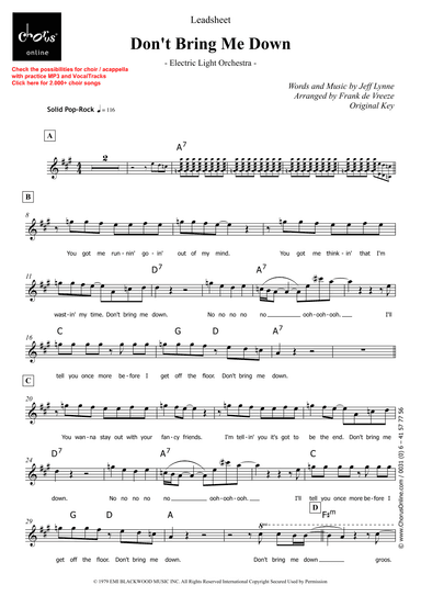Don't Bring Me Down (arr. Frank de Vreeze)