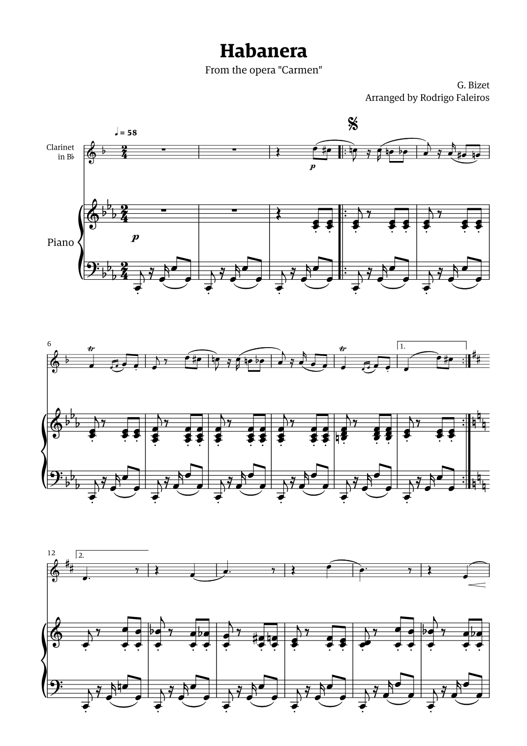 Habanera (for solo clarinet w/ piano accompaniment) (arr. Rodrigo Faleiros)
