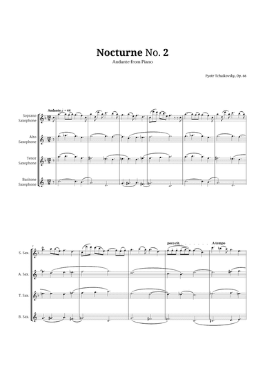 Nocturne by Chopin for Sax Quartet (arr. Langanho)