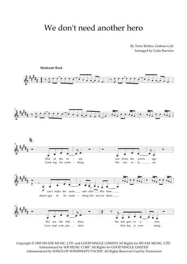 We Don't Need Another Hero (arr. Cadu Barcelos)