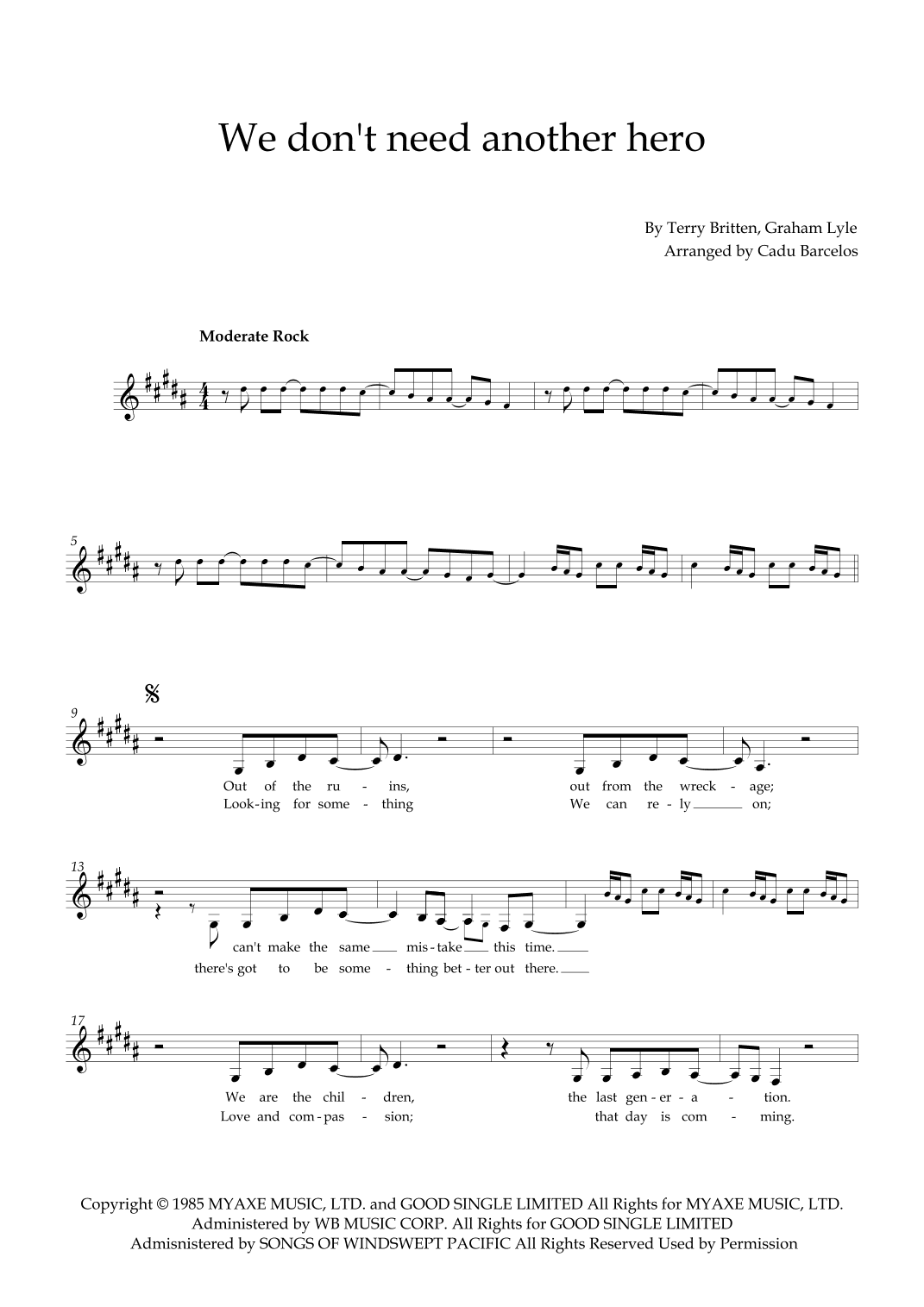 We Don't Need Another Hero (arr. Cadu Barcelos)