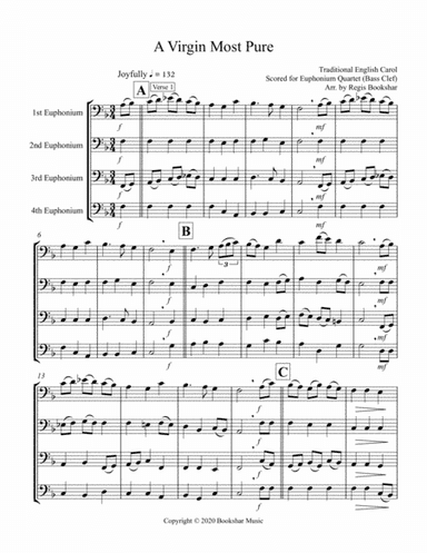 A Virgin Most Pure (Euphonium Quartet - Bass Clef) (arr. Regis Bookshar)