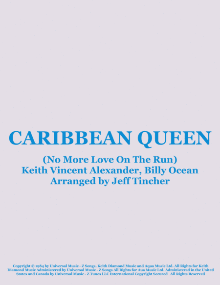 Caribbean Queen (no More Love On The Run) (arr. Jeff Tincher)