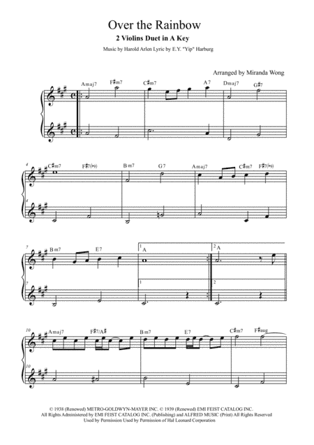 Over The Rainbow (from The Wizard Of Oz) (arr. Miranda Wong)