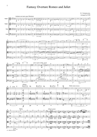 Tchaikowsky  Fantasy Overture Romeo and Juliet, for string quartet, CT006 (arr. FCMUSIC)