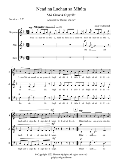 Nead na Lachan sa Mhúta (SAB a cappella) (arr. Thomas Quigley)