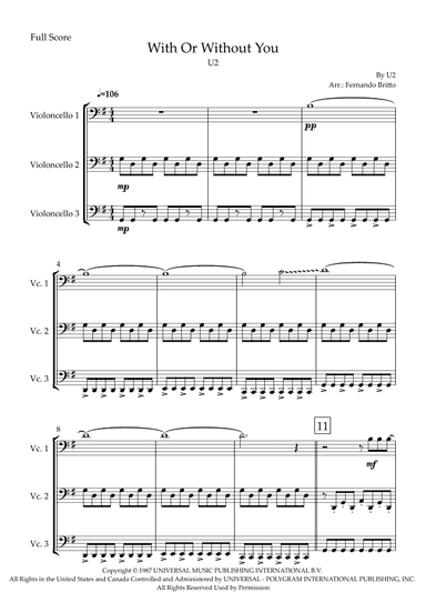 With Or Without You (arr. Fabio Britto)