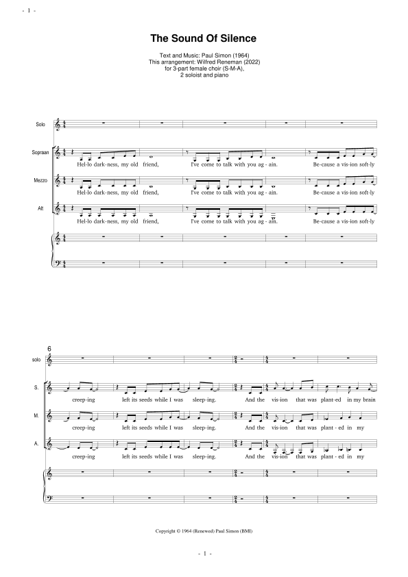 The Sound Of Silence (arr. Wilfred Reneman)