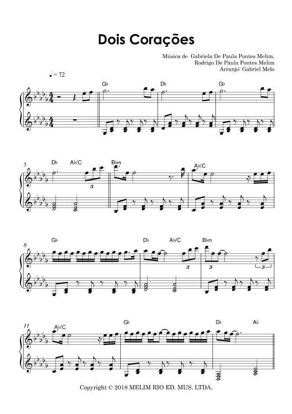Dois Coracoes (arr. Gabriel Melo)