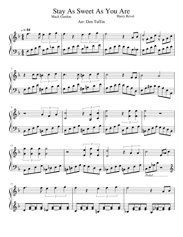 Stay As Sweet As You Are (arr. Den Tuffin)