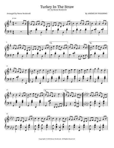 Turkey In the Straw (Intermediate Version) (arr. Reese Rosbrook)