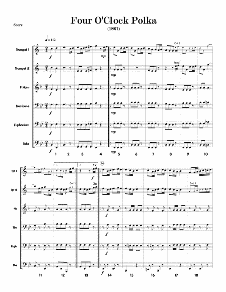FOUR O'CLOCK POLKA for BRASS SEXTET (arr. Emmett Anglin)