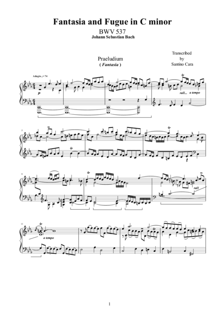 Fantasia and Fugue in C minor BWV 537 (arr. Santino Cara)