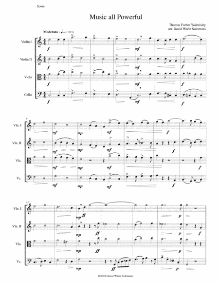 Music all powerful for string quartet (arr. David Warin Solomons)