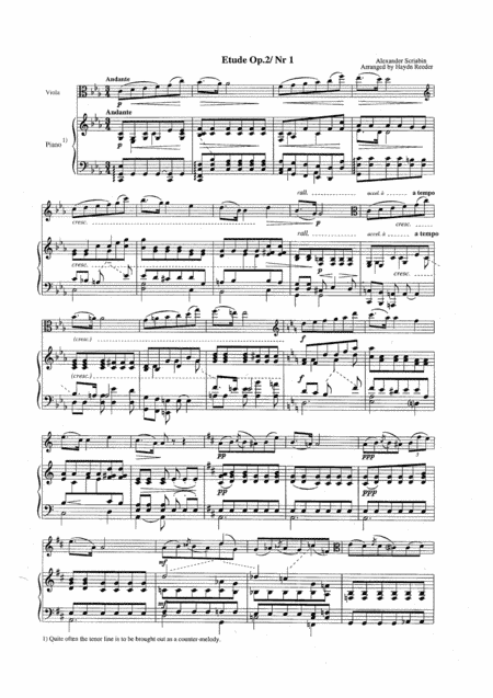 Scriabin's Etude Op. 2 Nr 1 for viola (arr. Haydn Reeder)