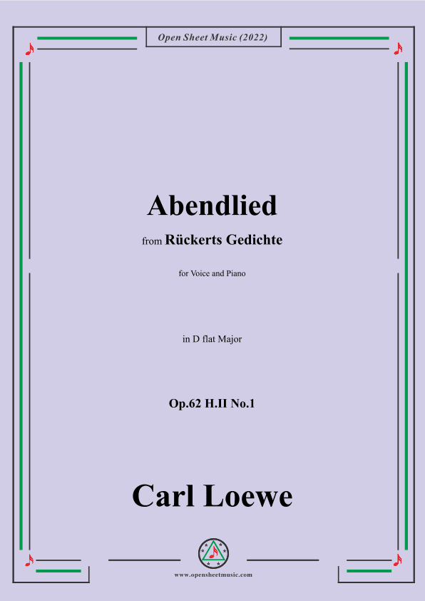 Loewe-Abendlied,Op.62 H.II No.1,in D flat Major (arr. OSM Press)