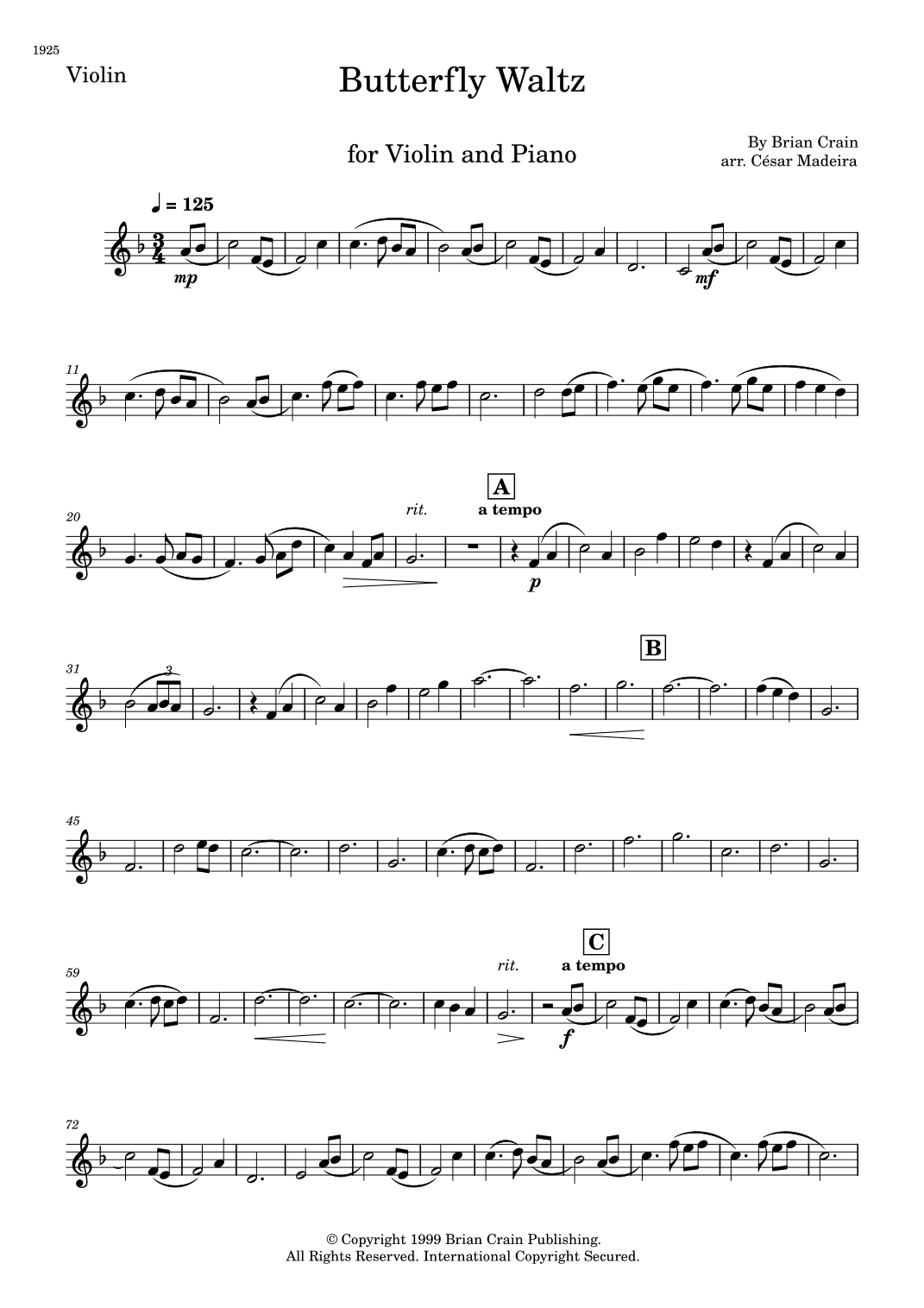 Butterfly Waltz (arr. César Madeira)