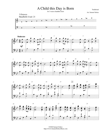 A Child This Day is Born - for 3-octave handbell choir (arr. Samuel Stokes)