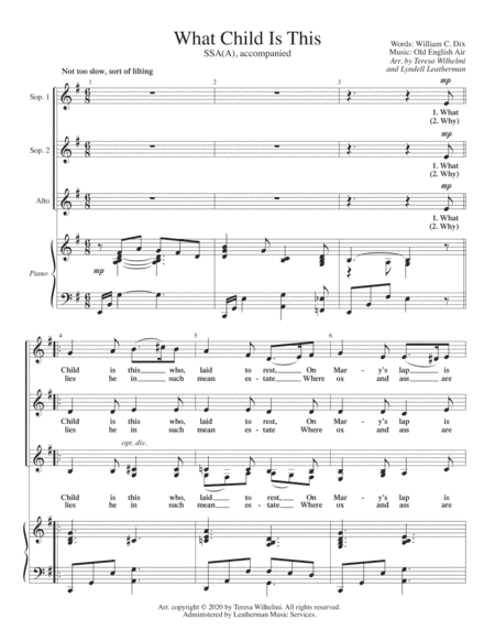 What Child Is This--SSA(A) (arr. Teresa Wilhelmi, Lyndell Leatherman)