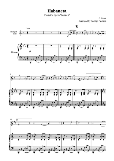 Habanera (for solo trumpet w/ piano accompaniment) (arr. Rodrigo Faleiros)