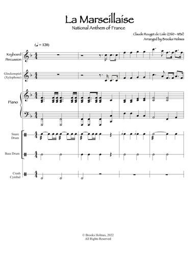 French National Anthem (La Marseillaise) Easy Percussion Ensemble (arr. Brooks Holmes)