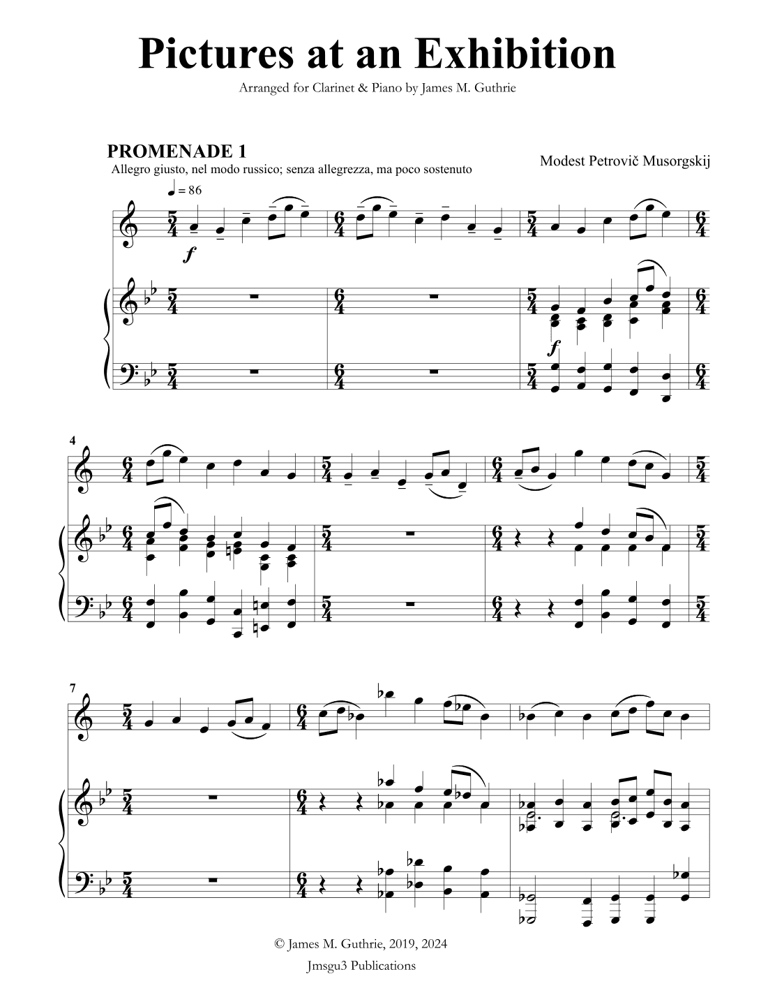 Mussorgsky: Pictures at an Exhibition for Clarinet & Piano (arr. James M. Guthrie)