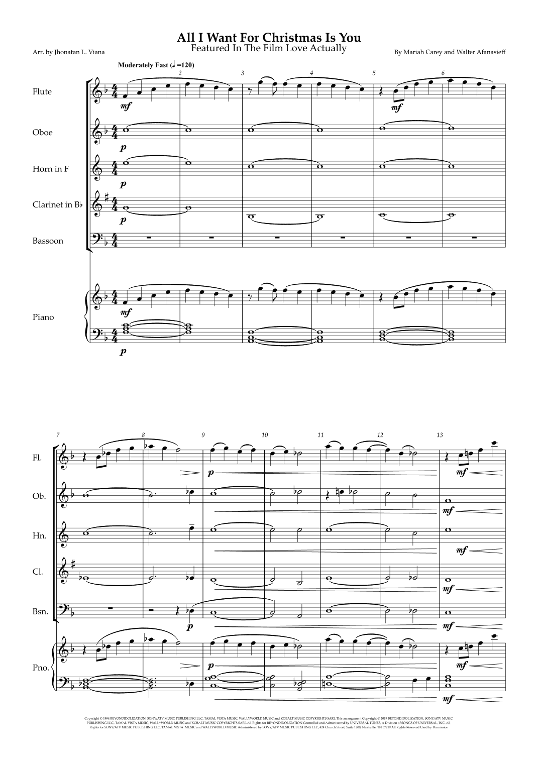All I Want For Christmas Is You (arr. Jhonatan Lucio Viana)