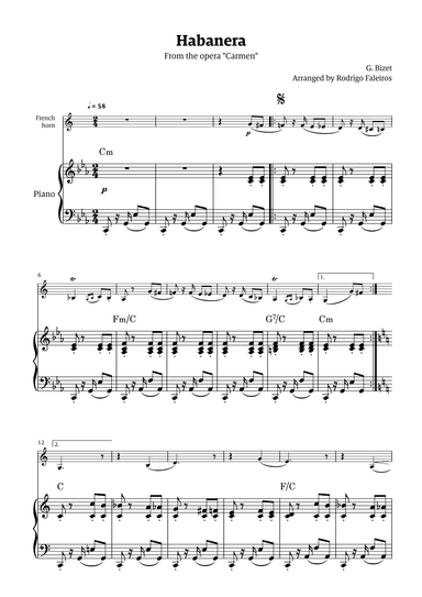 Habanera (for solo french horn w/ piano accompaniment) (arr. Rodrigo Faleiros)