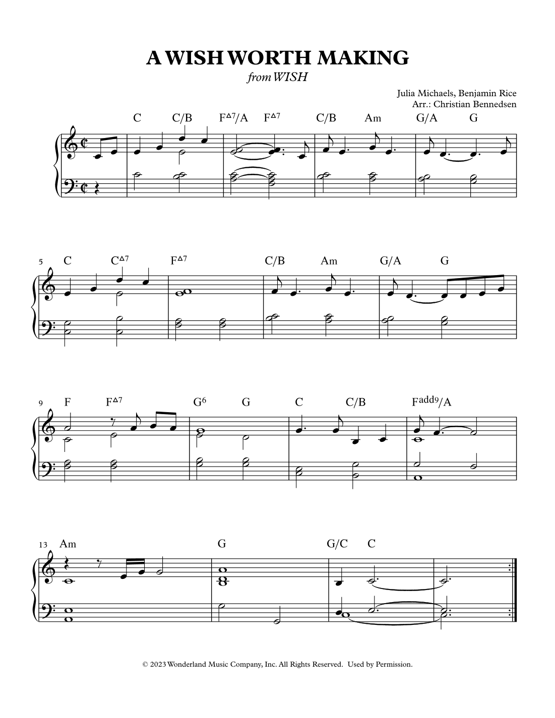A Wish Worth Making (arr. Christian Bennedsen)