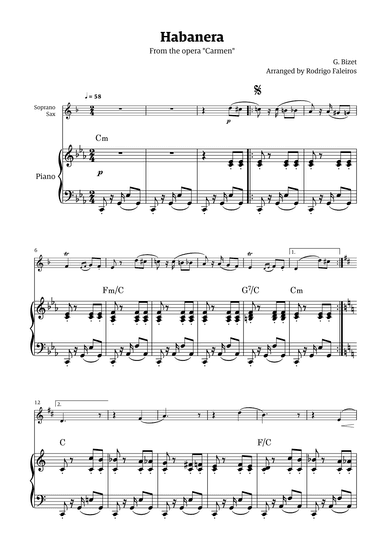 Habanera (for solo soprano sax w/ piano accompaniment) (arr. Rodrigo Faleiros)