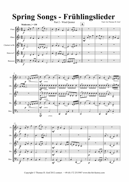 Spring Songs - Frühlingslieder - Part 2 - German Folk Songs - Wind Quintet (arr. Thomas H. Graf)