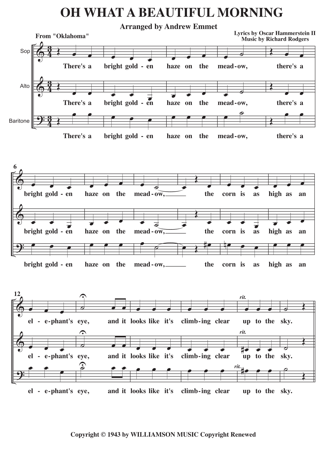 Oh, What A Beautiful Mornin' (arr. Andrew Emmet)