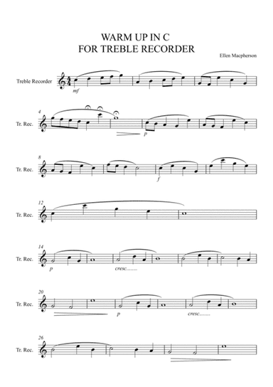 Warm Up in C for Treble Recorder