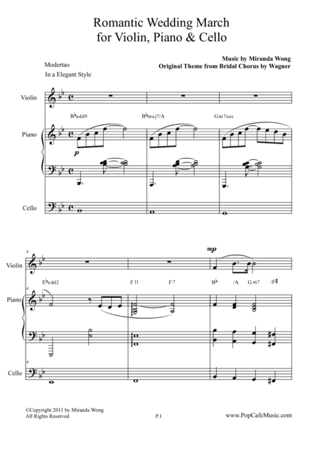 Romantic Wedding March - Short Version for Violin, Piano & Cello (arr. Miranda Wong)