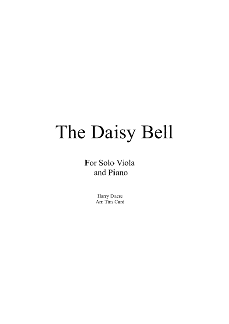 The Daisy Bell for Solo Viola and Piano (arr. Tim Curd)