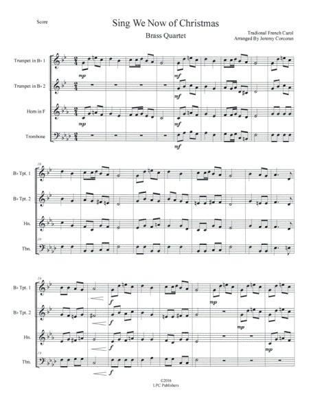 Sing We Now of Christmas for Brass Quartet (arr. Jeremy Corcoran)